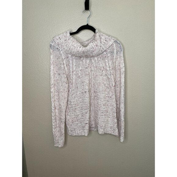 Soho New York & Company Womens Speckled Knit Cowl Neck Sweater M Ivory Pink - Picture 2 of 7